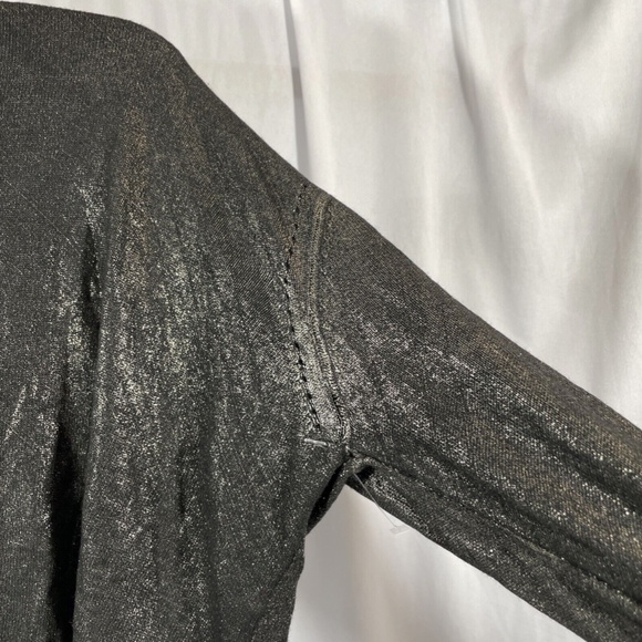 NEW Zara Knit [ Small ]‎ V Neck Metallic Long Sleeve Top Sweater Black/Gold - Picture 6 of 14
